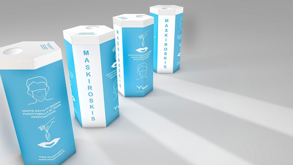 Corrugated bin for face masks Corrugated Of Course!